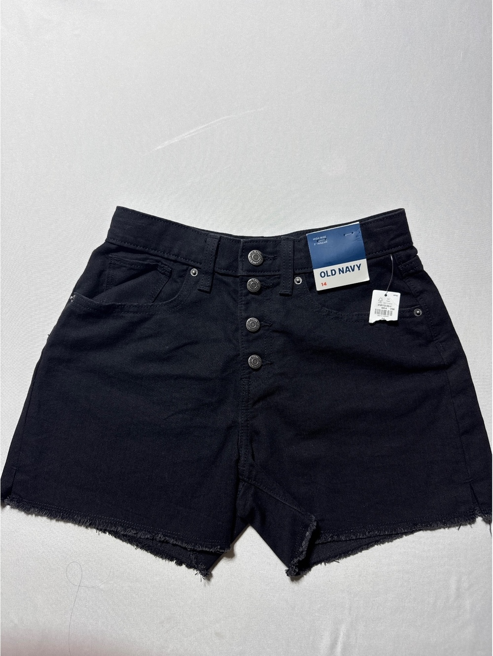 Old Navy High-Rise Black Denim Shorts Size 14 Kids